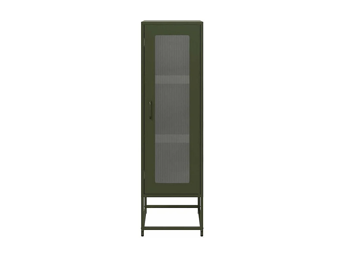 Meuble haut de rangement 1 porte 3 niveaux en métal Geko 36cm - Style Industriel-Couleur Vert olive
