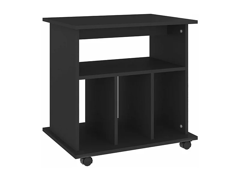 Petit meuble étagère à roulettes Ruka 60cm - Fonctionnel et moderne-Couleur Noir