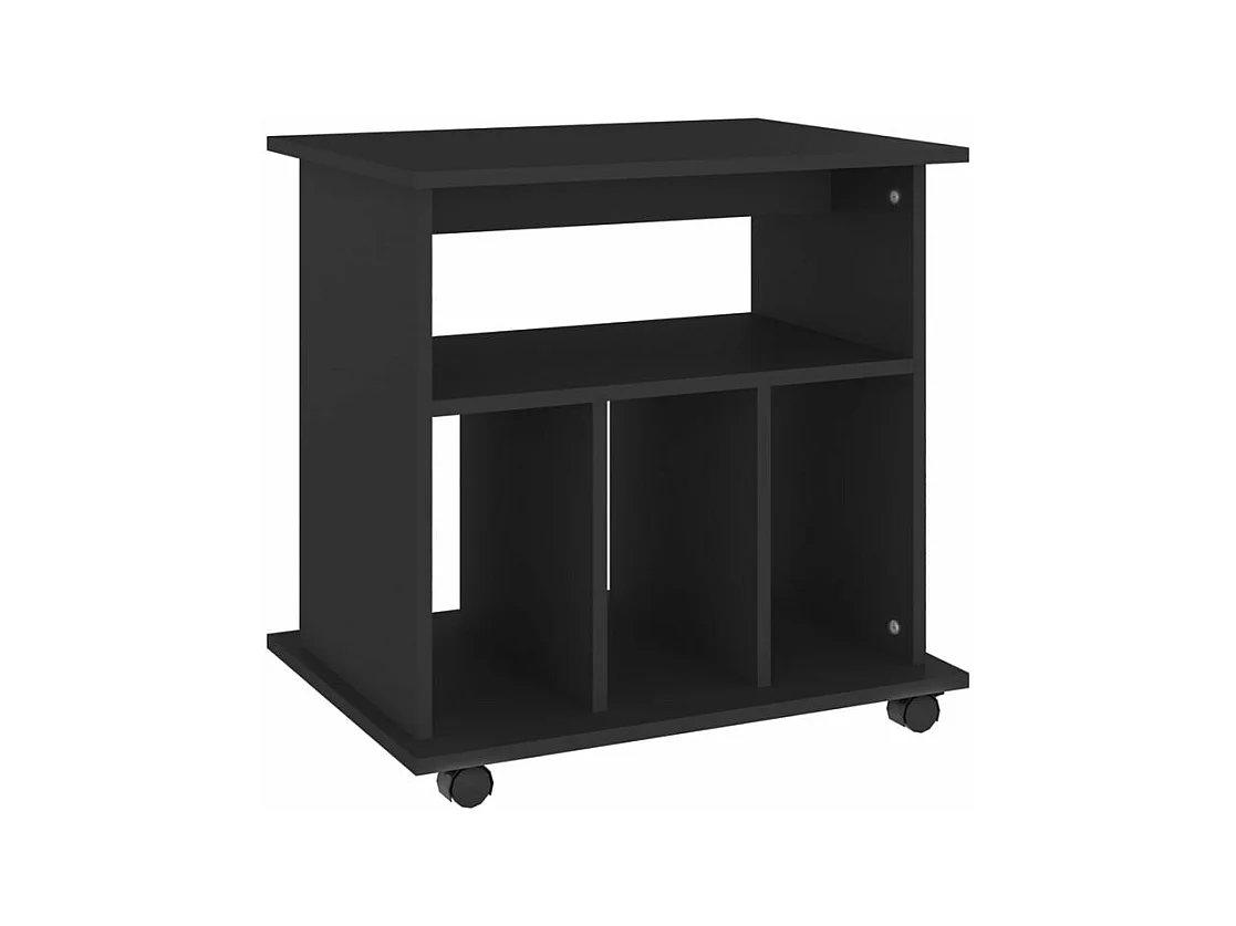 Petit meuble étagère à roulettes Ruka 60cm - Fonctionnel et moderne-Couleur Noir