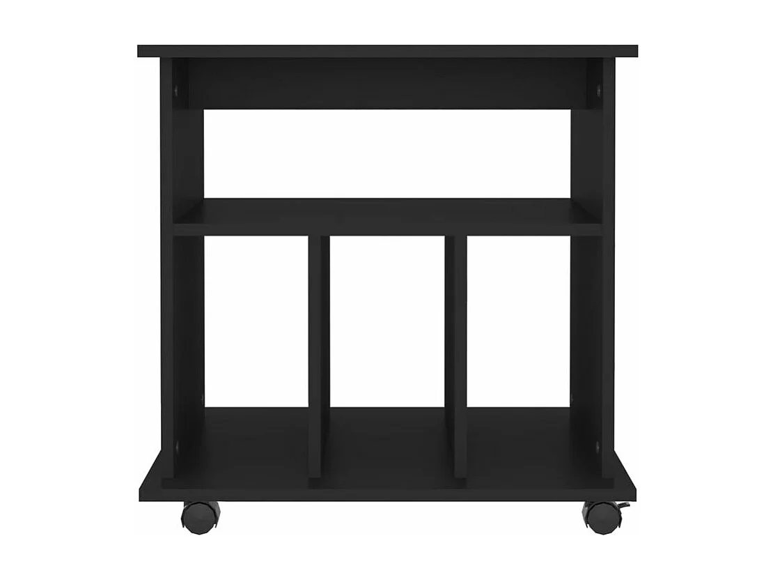Petit meuble étagère à roulettes Ruka 60cm - Fonctionnel et moderne-Couleur Noir
