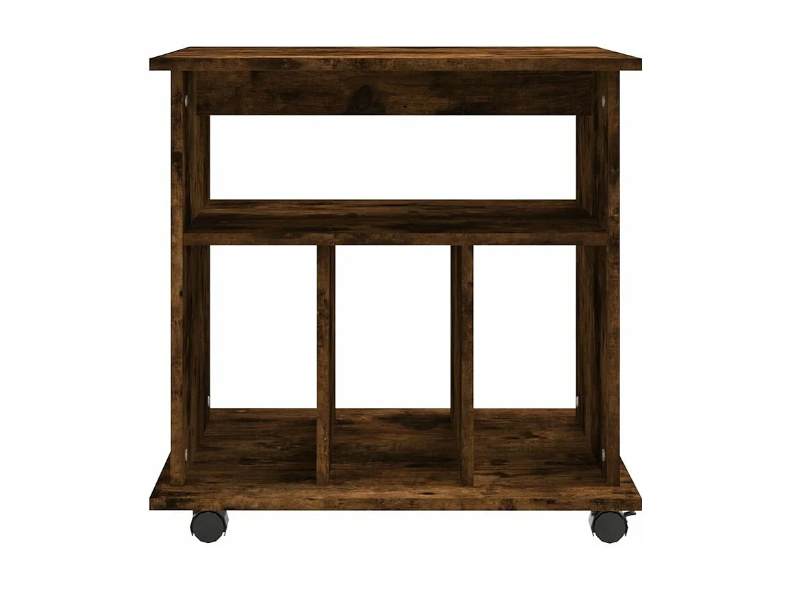 Petit meuble étagère à roulettes Ruka 60cm - Fonctionnel et moderne-Couleur Marron fumé