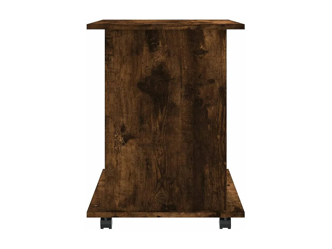 Petit meuble étagère à roulettes Ruka 60cm - Fonctionnel et moderne-Couleur Marron fumé