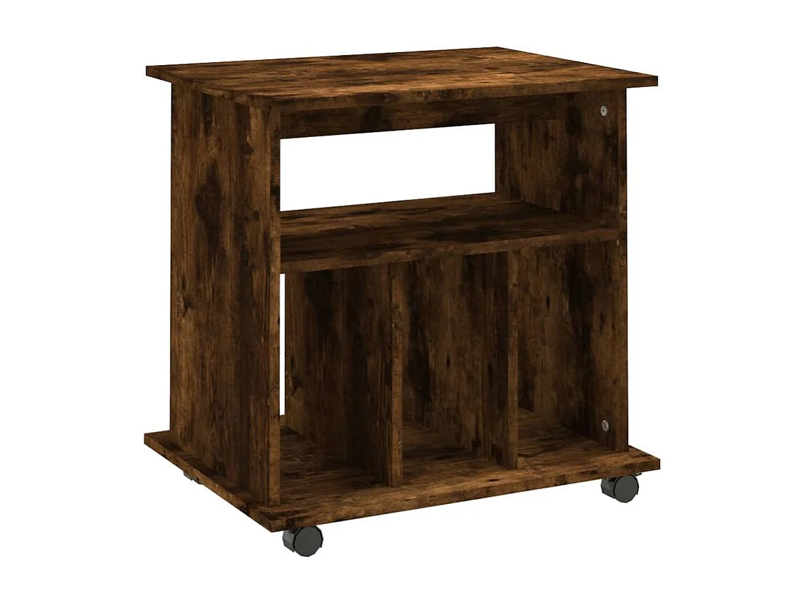 Petit meuble étagère à roulettes Ruka 60cm - Fonctionnel et moderne-Couleur Marron fumé