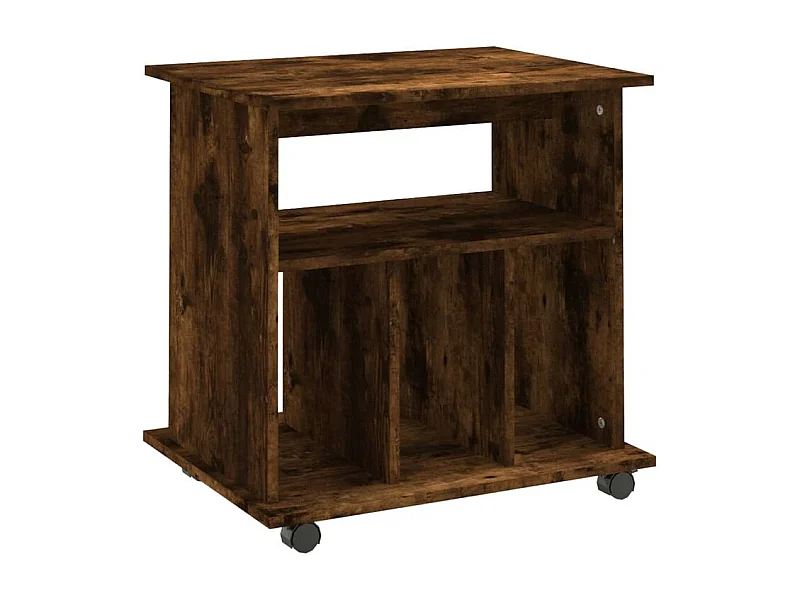 Petit meuble étagère à roulettes Ruka 60cm - Fonctionnel et moderne-Couleur Marron fumé