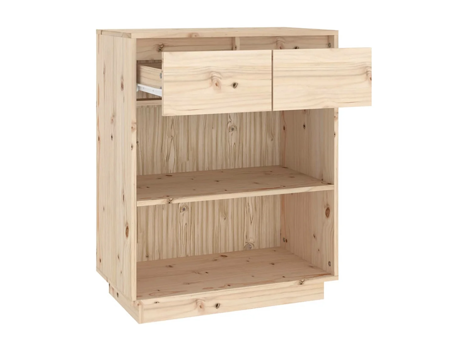 Petite étagère avec 2 tiroirs en bois massif de pin – Collection Vizion-Couleur Marron