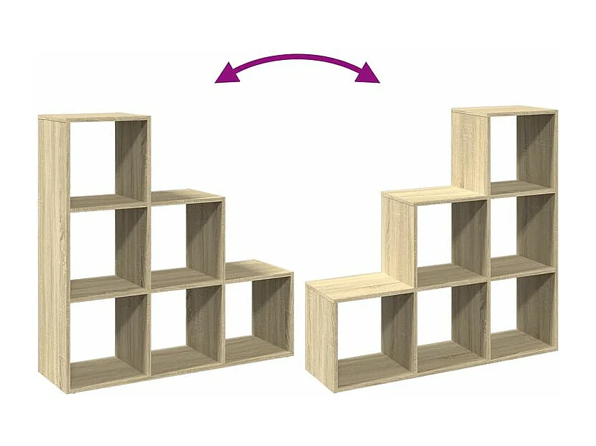 Étagère bibliothèque escalier 3 niveaux Kato 99cm - 6 niches-Couleur Chêne clair