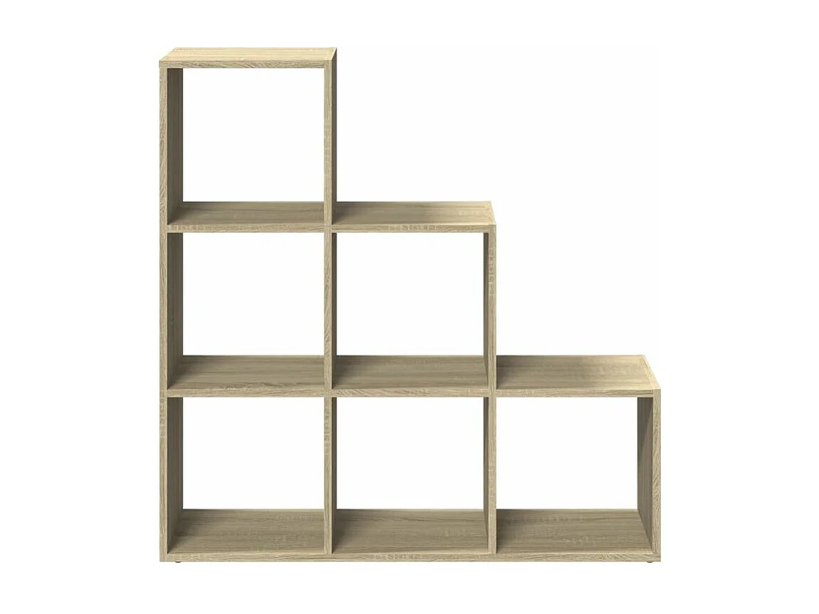 Étagère bibliothèque escalier 3 niveaux Kato 99cm - 6 niches-Couleur Chêne clair