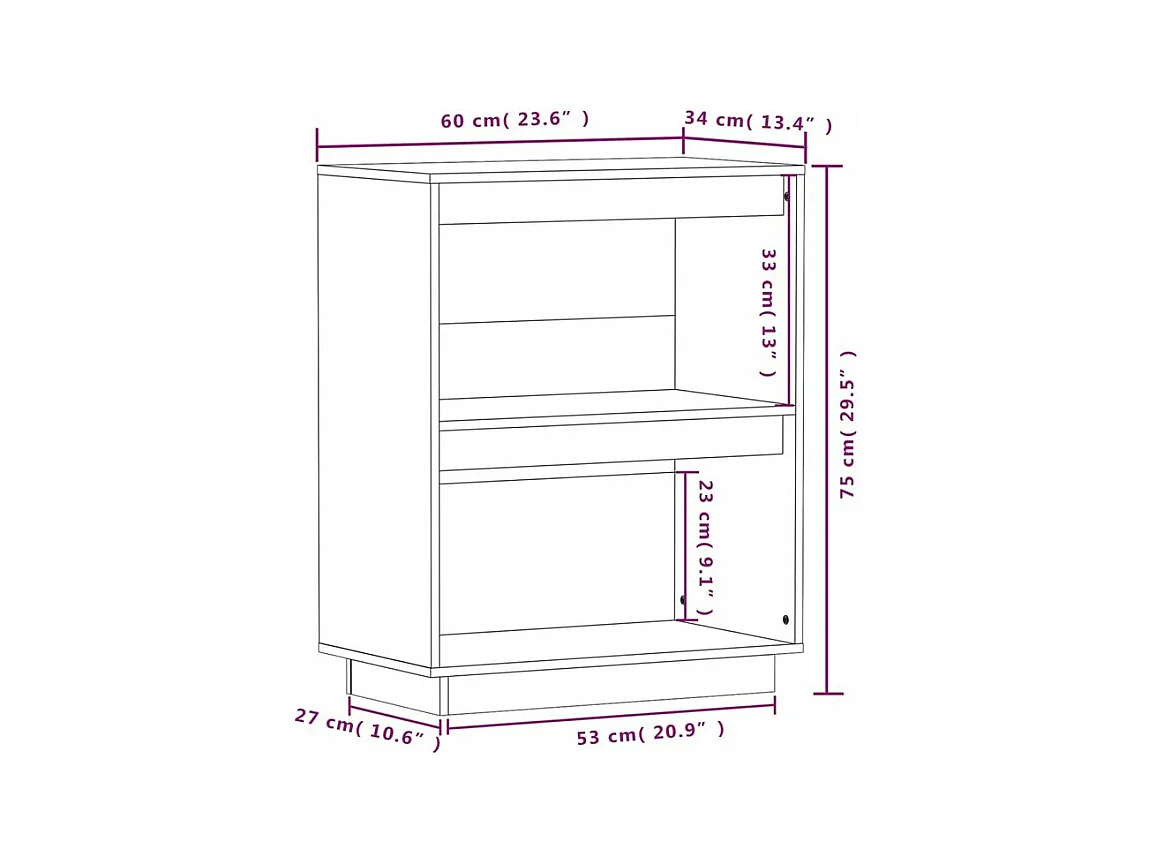 Petite étagère en bois massif de pin – Collection Vizion-Couleur Blanc