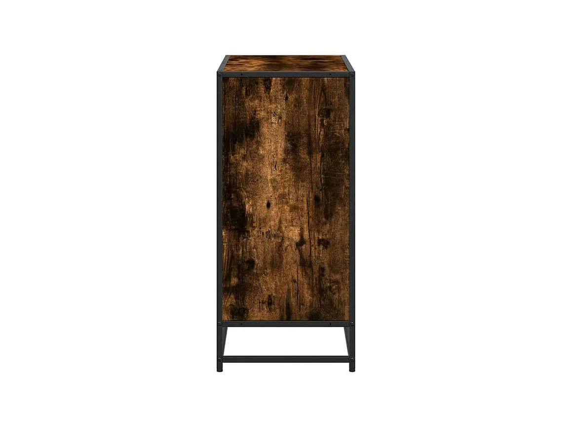 Petite étagère bibliothèque 2 niveaux Kalvani - Bois et metal noir-Couleur Marron fumé-Largeur 80 cm