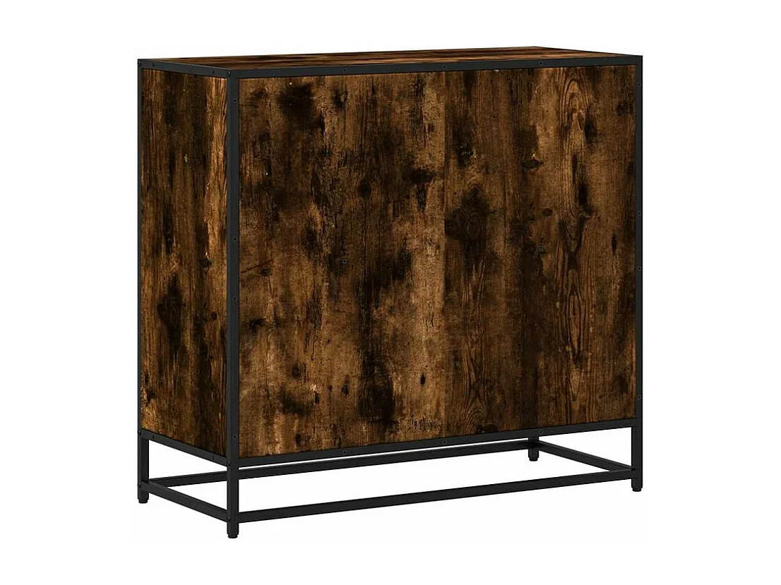 Petite étagère bibliothèque 2 niveaux Kalvani - Bois et metal noir-Couleur Marron fumé-Largeur 80 cm