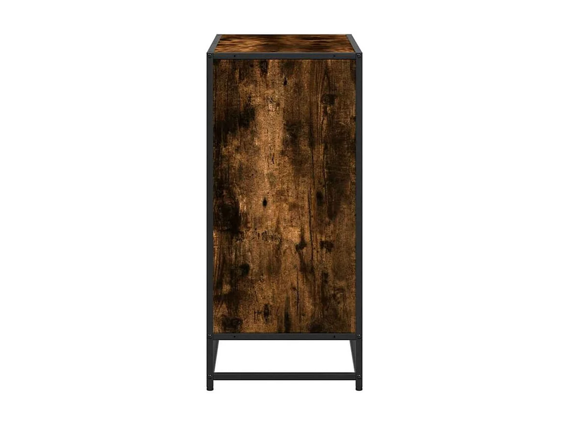 Petite étagère bibliothèque 2 niveaux Kalvani - Bois et metal noir-Couleur Marron fumé-Largeur 80 cm