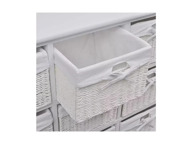 Étagère 9 tiroirs en paniers tissés paulownia massif clair Poupa