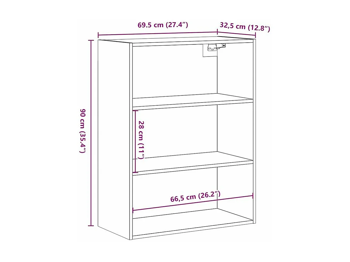 Armoire murale suspendue chêne artisanal 69,5x32,5x90