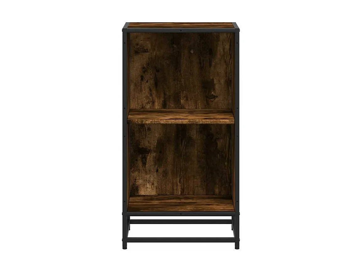 Petite étagère bibliothèque 2 niveaux Kalvani - Bois et metal noir-Couleur Marron fumé-Largeur 40 cm