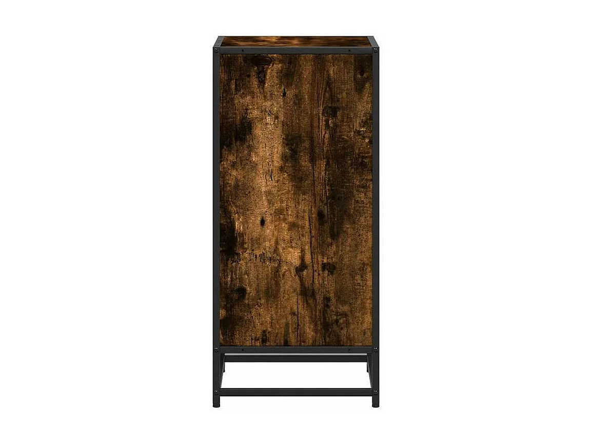 Petite étagère bibliothèque 2 niveaux Kalvani - Bois et metal noir-Couleur Marron fumé-Largeur 40 cm