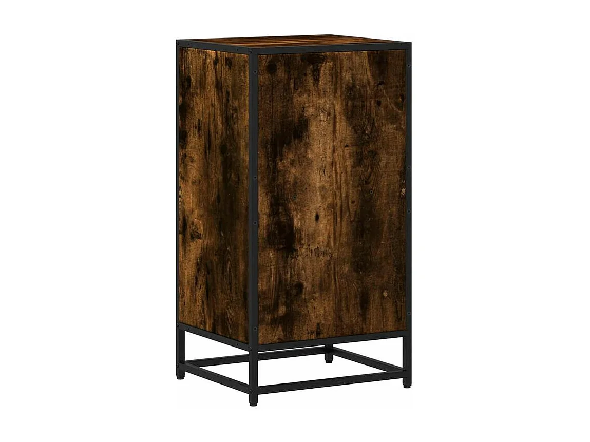Petite étagère bibliothèque 2 niveaux Kalvani - Bois et metal noir-Couleur Marron fumé-Largeur 40 cm