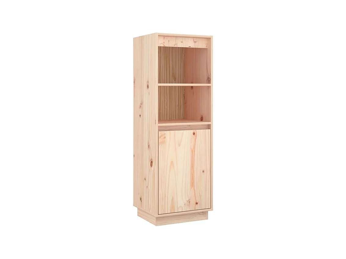 Meuble de rangement 1 porte 1 étagère Loupia 37cm - Bois pin massif-Couleur Naturel