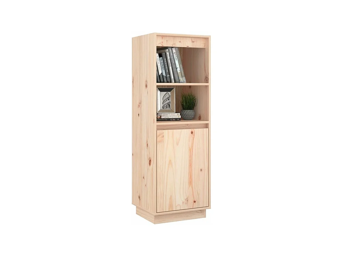 Meuble de rangement 1 porte 1 étagère Loupia 37cm - Bois pin massif-Couleur Naturel