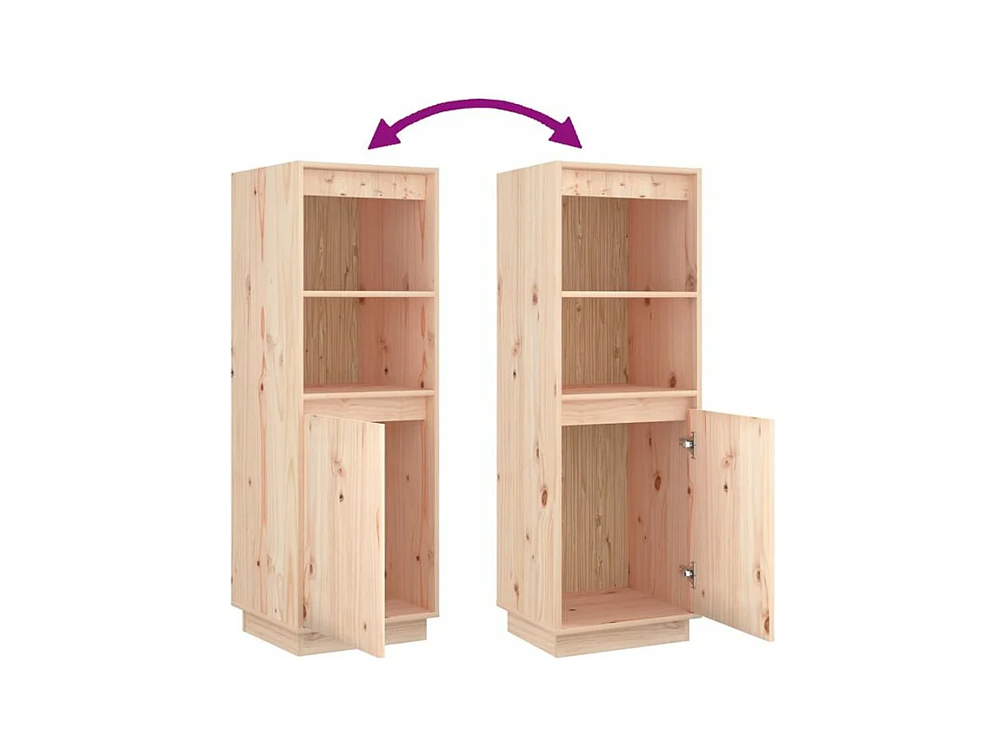 Meuble de rangement 1 porte 1 étagère Loupia 37cm - Bois pin massif-Couleur Naturel