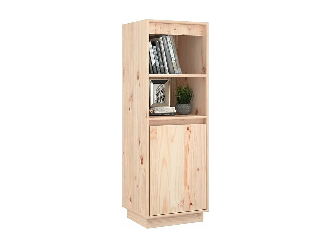 Meuble de rangement 1 porte 1 étagère Loupia 37cm - Bois pin massif-Couleur Naturel