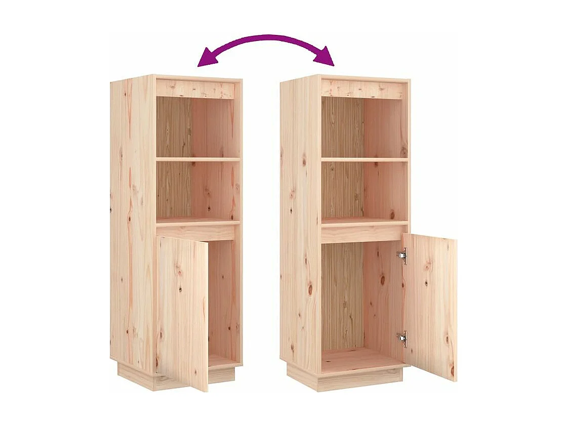 Meuble de rangement 1 porte 1 étagère Loupia 37cm - Bois pin massif-Couleur Naturel