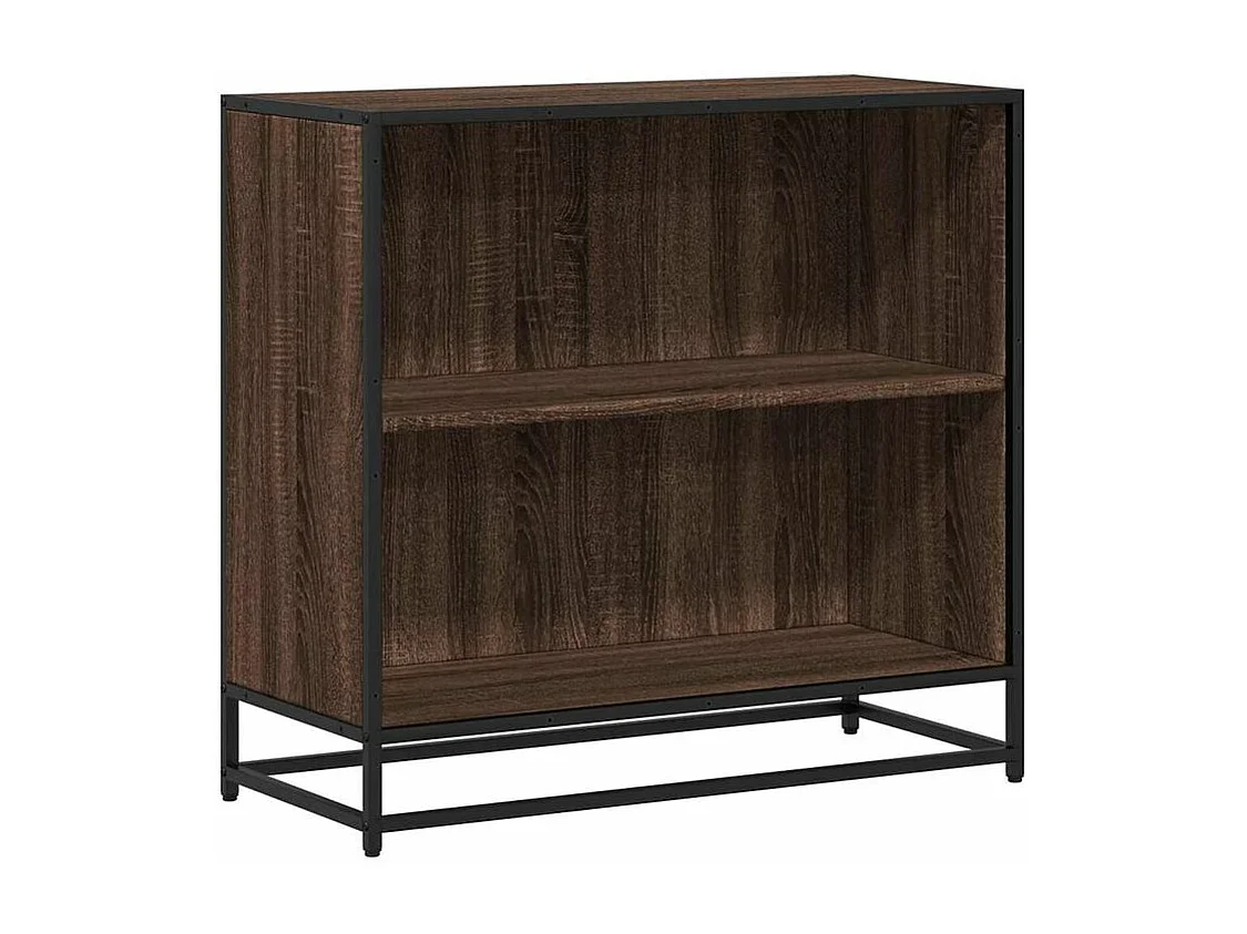Petite étagère bibliothèque 2 niveaux Kalvani - Bois et metal noir-Couleur Marron fumé-Largeur 60 cm