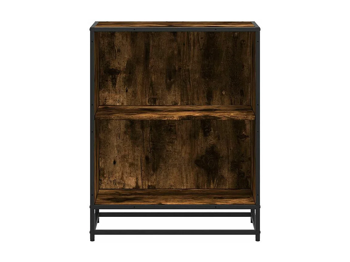Petite étagère bibliothèque 2 niveaux Kalvani - Bois et metal noir-Couleur Marron fumé-Largeur 60 cm