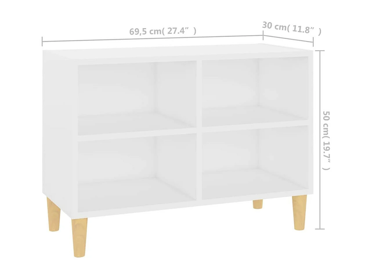 Petit meuble avec étageres sur pieds en bois naturel Kuba 70cm-Couleur Blanc