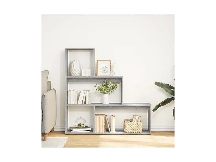 Étagère bibliothèque escalier Palino 123cm - 4 niches-Couleur Chêne gris