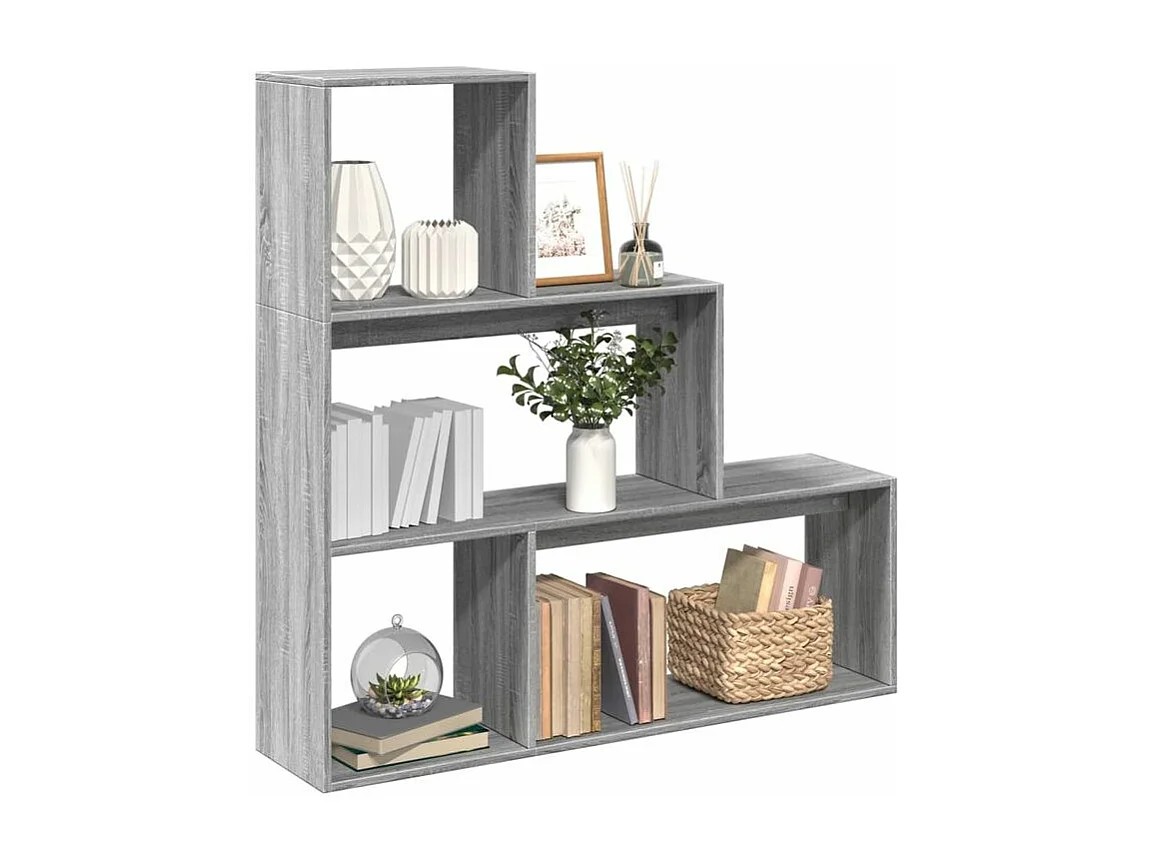 Étagère bibliothèque escalier Palino 123cm - 4 niches-Couleur Chêne gris