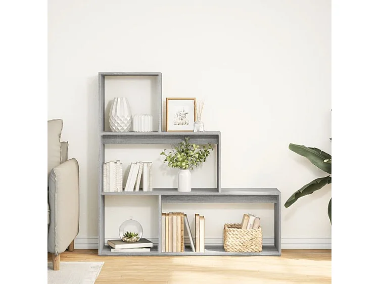 Étagère bibliothèque escalier Palino 123cm - 4 niches-Couleur Chêne gris