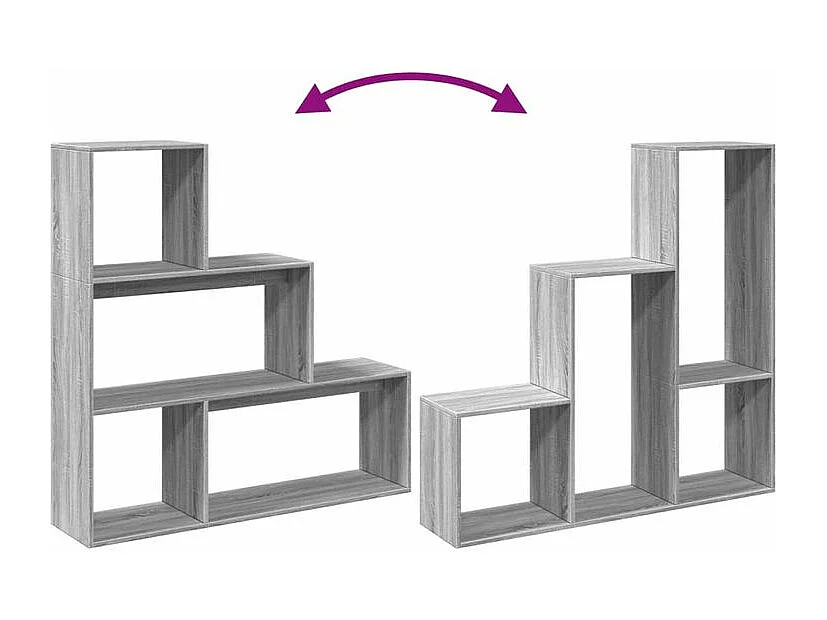 Étagère bibliothèque escalier Palino 123cm - 4 niches-Couleur Chêne gris