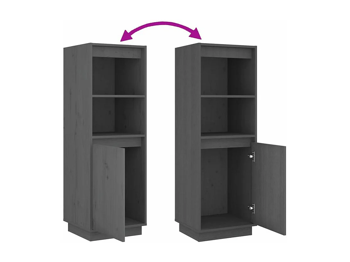 Meuble de rangement 1 porte 1 étagère Loupia 37cm - Bois pin massif-Couleur Gris