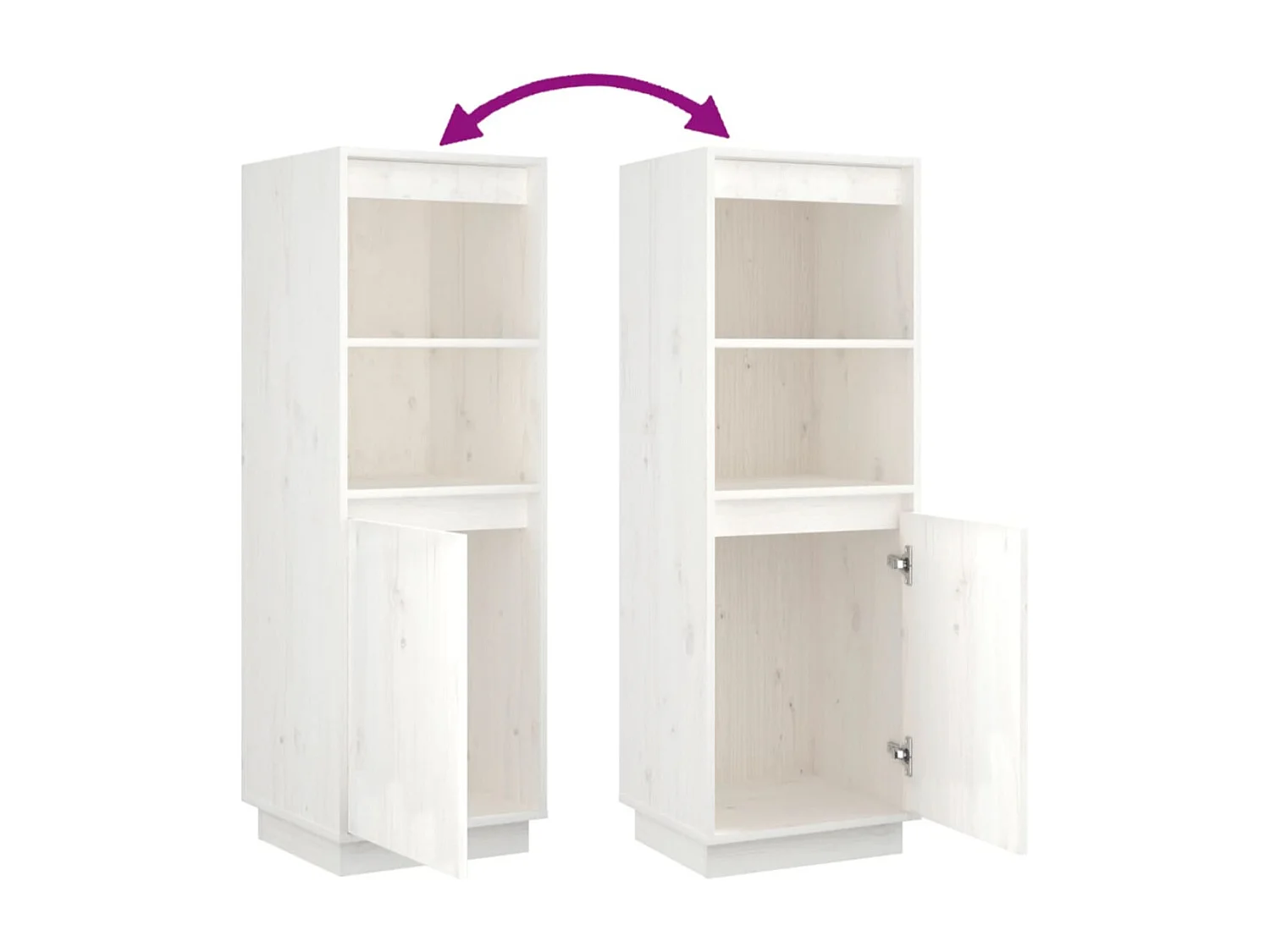 Meuble de rangement 1 porte 1 étagère Loupia 37cm - Bois pin massif-Couleur Gris