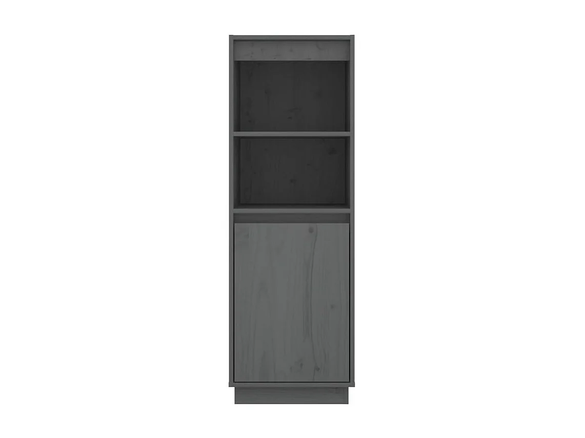Meuble de rangement 1 porte 1 étagère Loupia 37cm - Bois pin massif-Couleur Gris