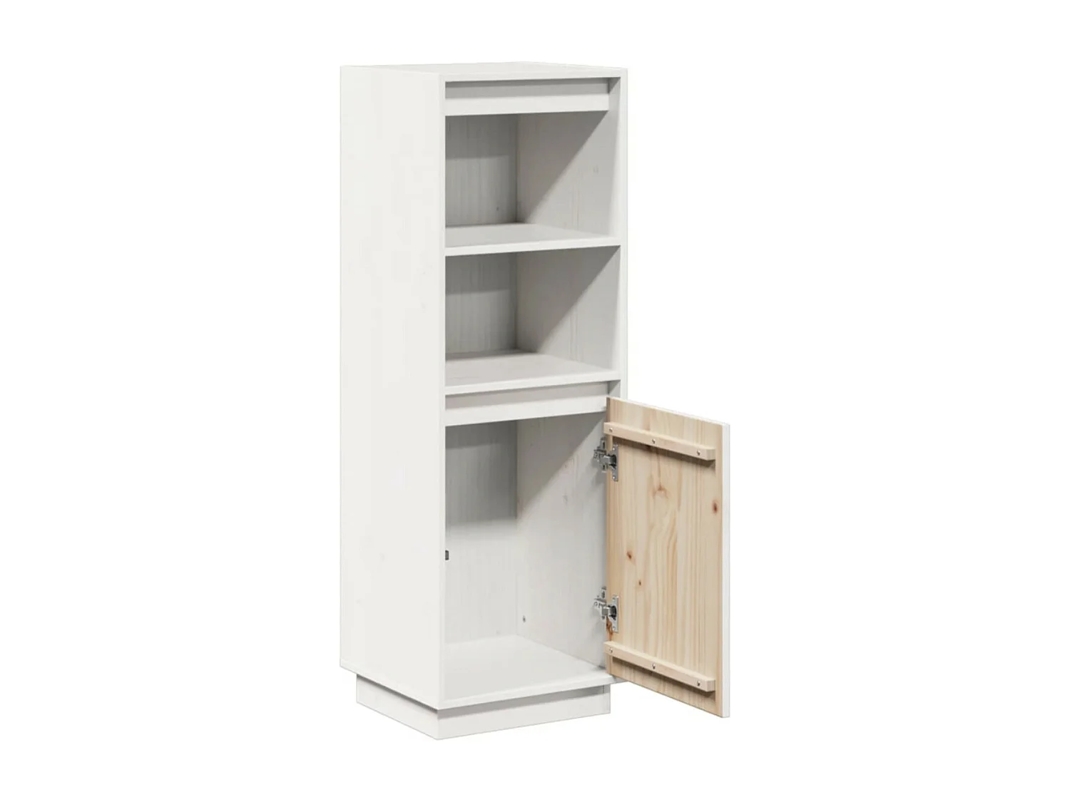 Meuble de rangement 1 porte 1 étagère Loupia 37cm - Bois pin massif-Couleur Gris