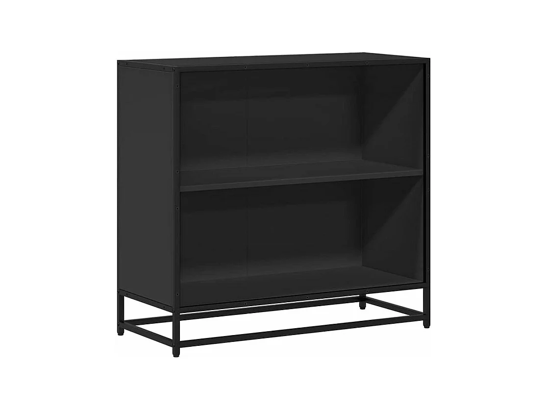 Petite étagère bibliothèque 2 niveaux Kalvani - Bois et metal noir-Couleur Noir-Largeur 80 cm