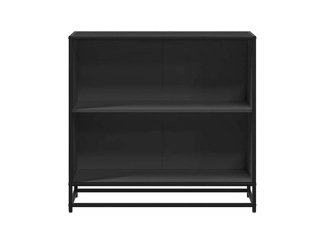 Petite étagère bibliothèque 2 niveaux Kalvani - Bois et metal noir-Couleur Noir-Largeur 80 cm