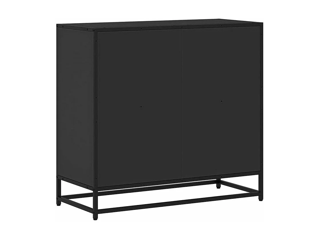Petite étagère bibliothèque 2 niveaux Kalvani - Bois et metal noir-Couleur Noir-Largeur 80 cm