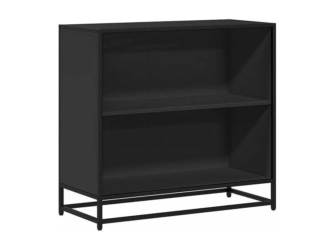 Petite étagère bibliothèque 2 niveaux Kalvani - Bois et metal noir-Couleur Noir-Largeur 80 cm