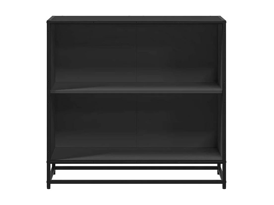 Petite étagère bibliothèque 2 niveaux Kalvani - Bois et metal noir-Couleur Noir-Largeur 80 cm