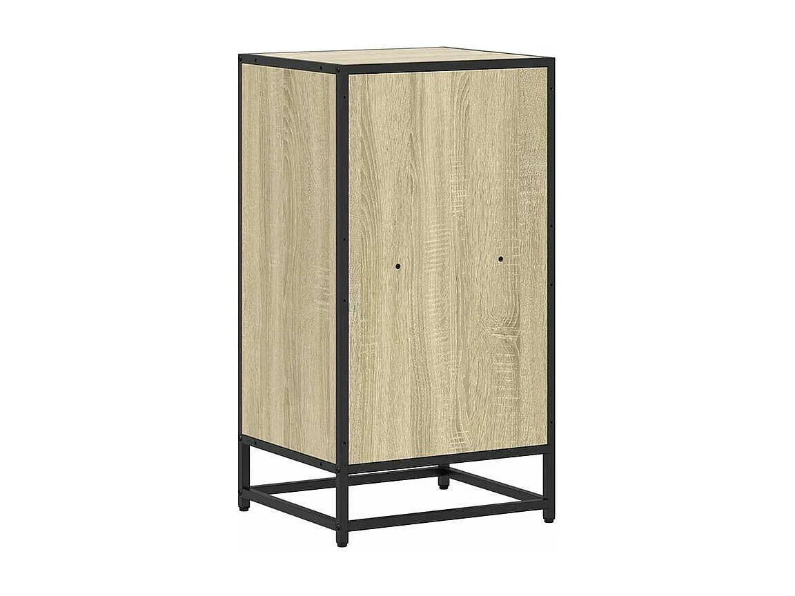 Petite étagère bibliothèque 2 niveaux Kalvani - Bois et metal noir-Couleur Chêne clair-Largeur 40 cm