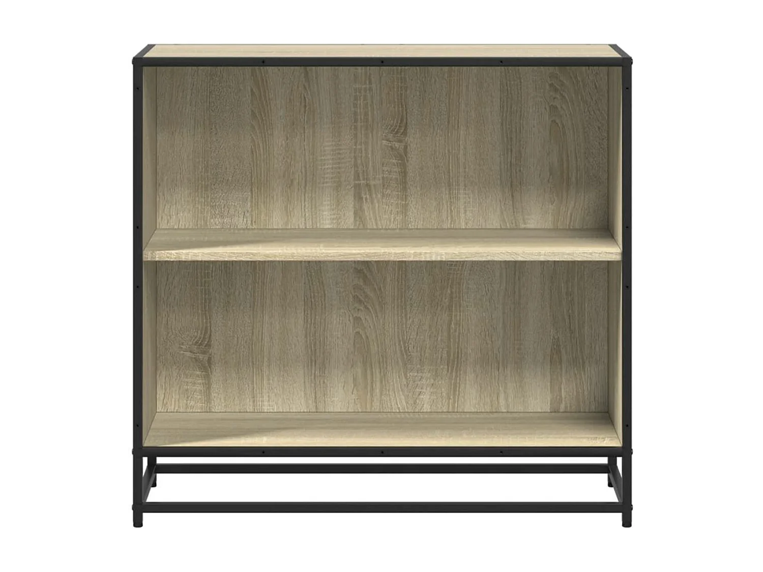 Petite étagère bibliothèque 2 niveaux Kalvani - Bois et metal noir-Couleur Chêne clair-Largeur 40 cm