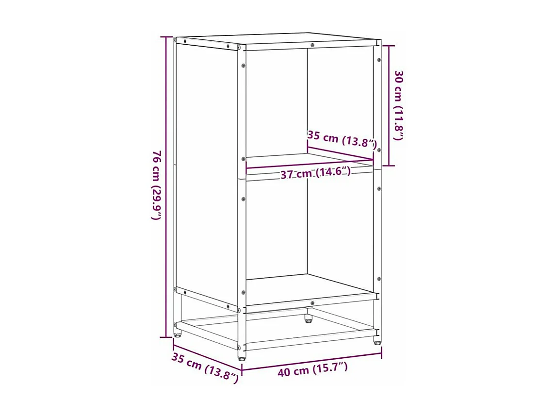 Petite étagère bibliothèque 2 niveaux Kalvani - Bois et metal noir-Couleur Chêne clair-Largeur 40 cm