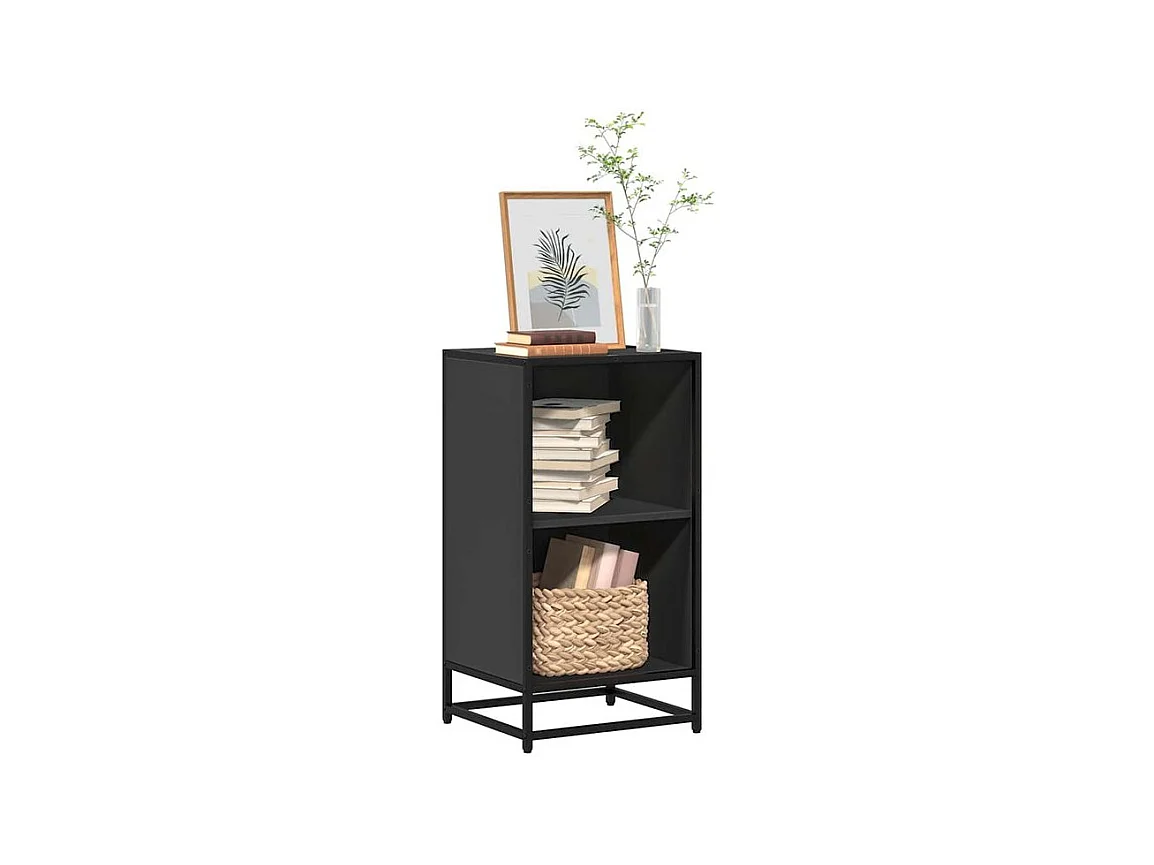 Petite étagère bibliothèque 2 niveaux Kalvani - Bois et metal noir-Couleur Noir-Largeur 40 cm