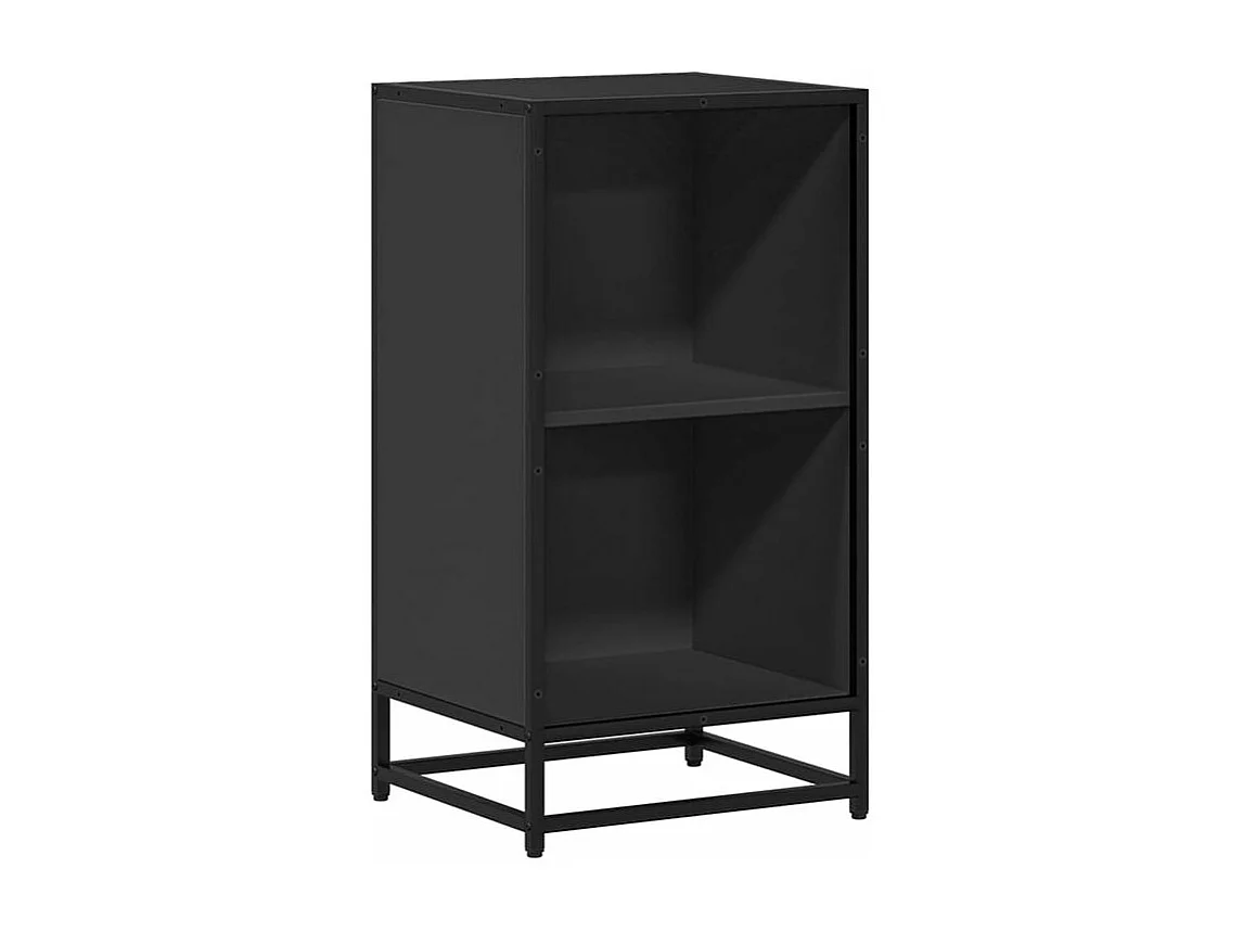 Petite étagère bibliothèque 2 niveaux Kalvani - Bois et metal noir-Couleur Noir-Largeur 40 cm