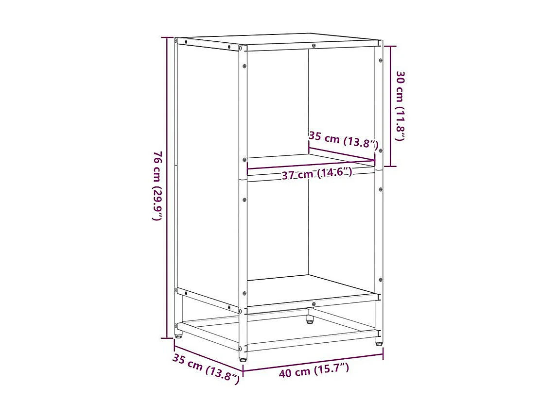 Petite étagère bibliothèque 2 niveaux Kalvani - Bois et metal noir-Couleur Noir-Largeur 40 cm