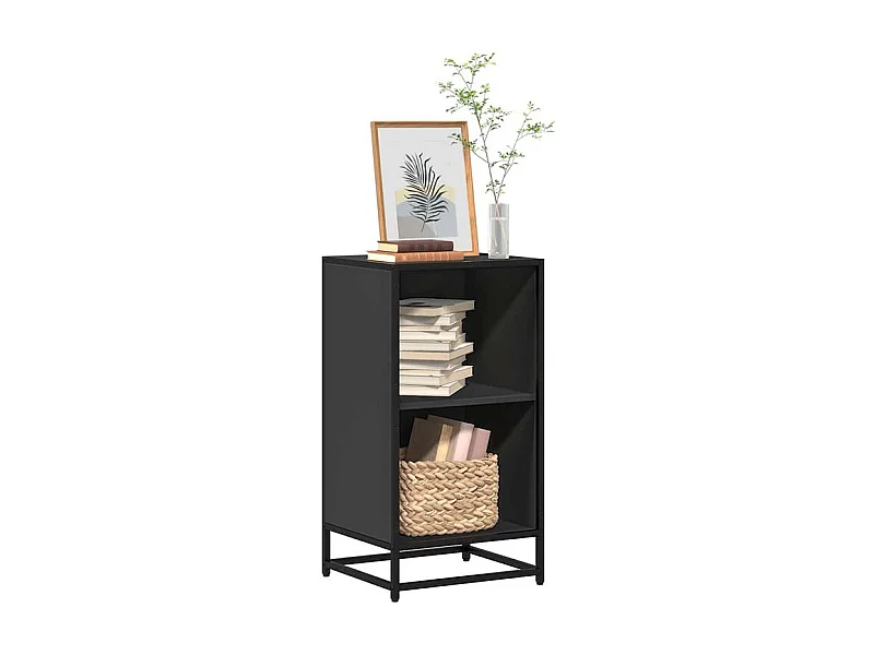 Petite étagère bibliothèque 2 niveaux Kalvani - Bois et metal noir-Couleur Noir-Largeur 40 cm