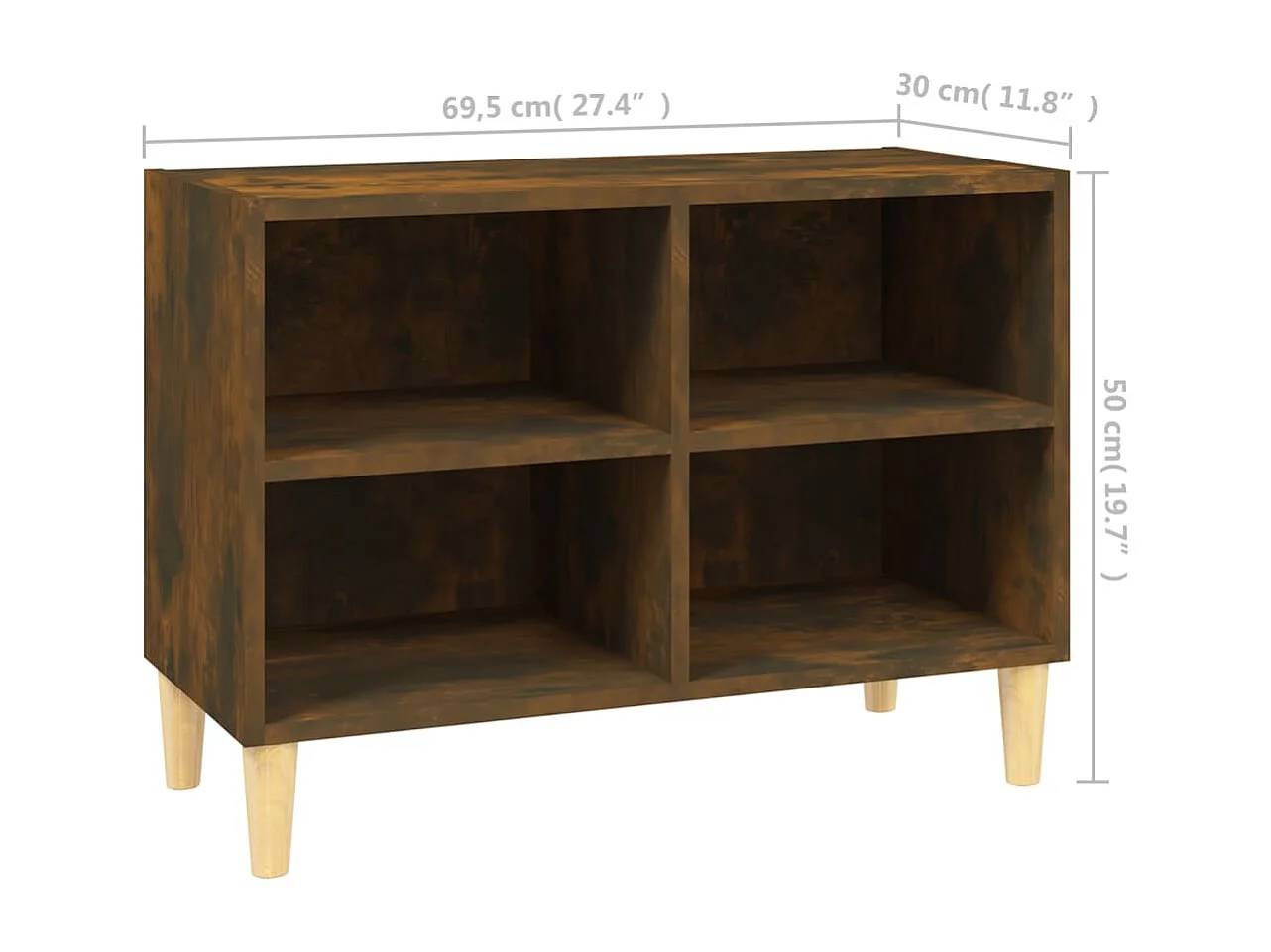 Petit meuble avec étageres sur pieds en bois naturel Kuba 70cm-Couleur Marron fumé