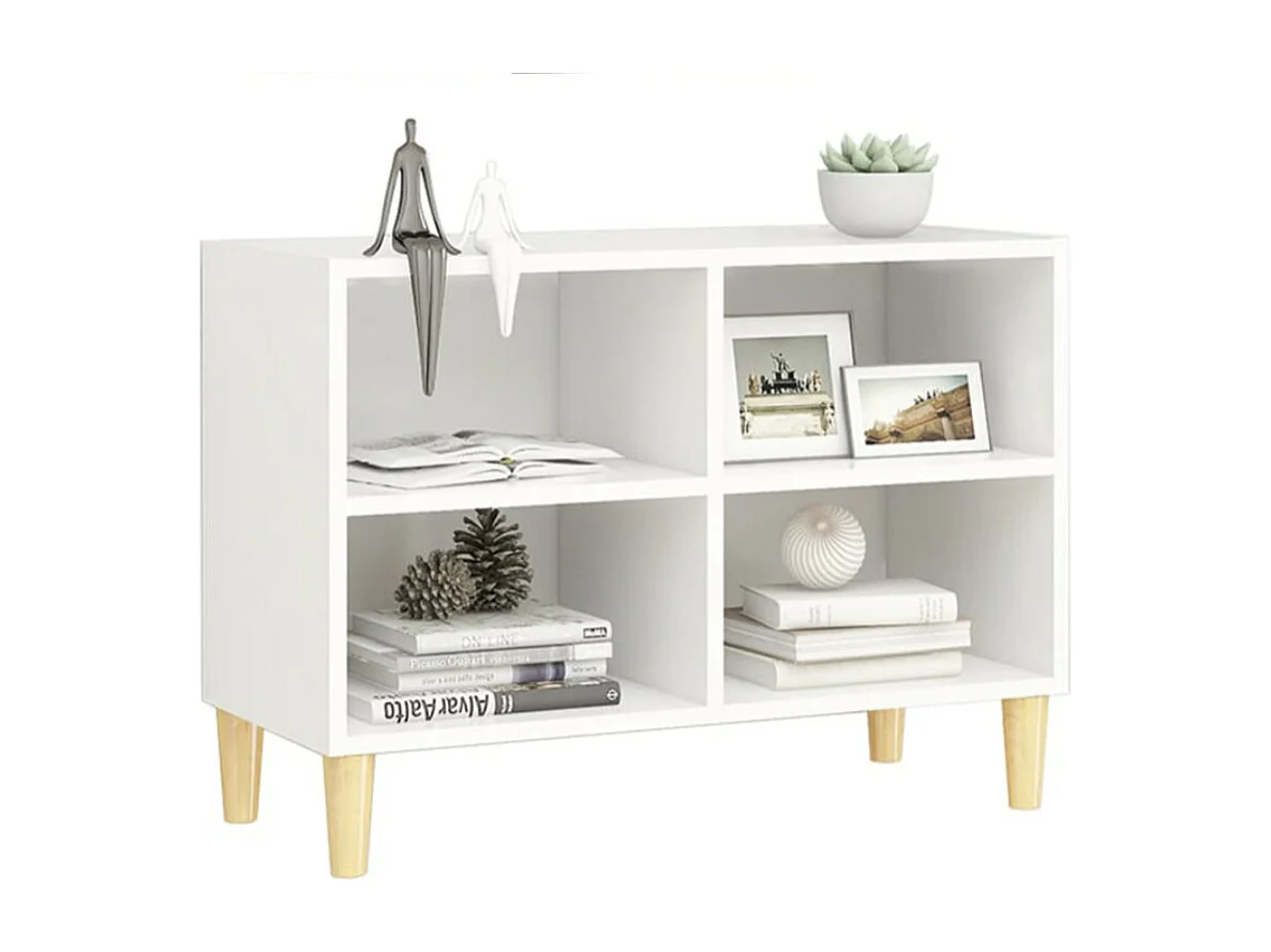 Petit meuble avec étageres sur pieds en bois naturel Kuba 70cm-Couleur Marron fumé